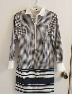 Ann Taylor Navy/White Crisp Cotton Dress